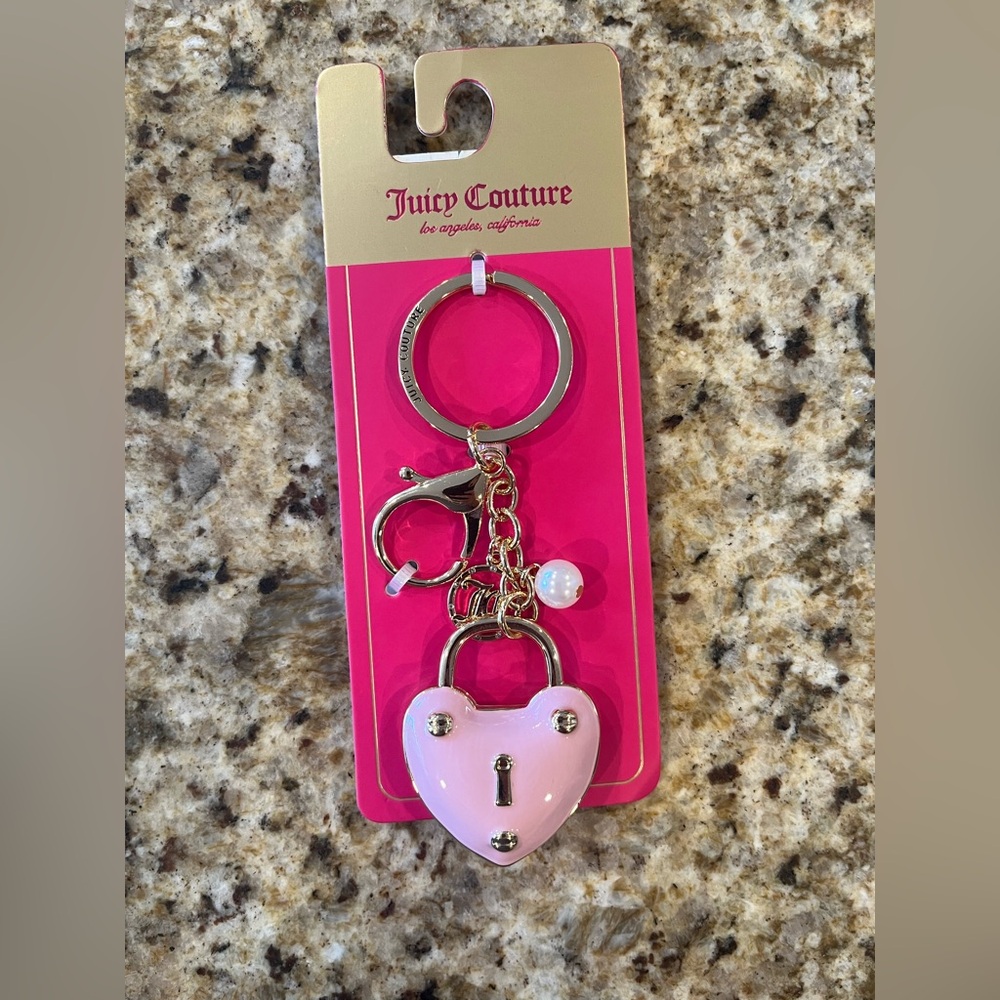 Juicy Couture Pink Heart Lock Keychain